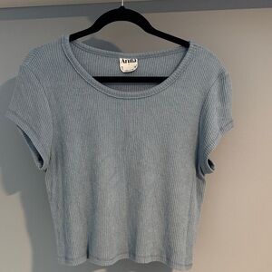 Arula Short Sleeve Ribbed sweater Tee in Light Blue size A